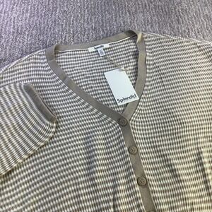 Splendid Collection Womens Striped Knit Cropped Cashmere Blend Cardigan Sz L NWT